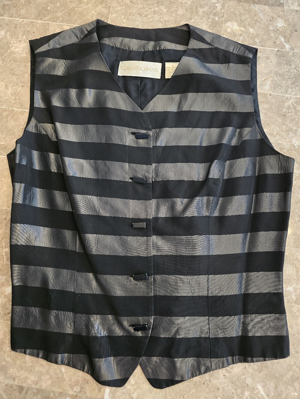 Dana Buchman Black Striped Vest Sz 4